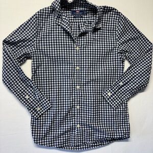 Boys Vineyard Vines Cotton Button Up Size Medium 12-15 Blue And White Gingham